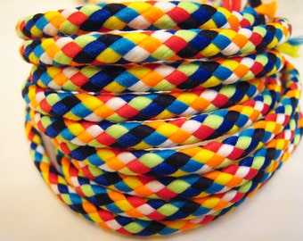 2 Yard of 4mm Colorful Striped String Round Braided Trim Rope Cord for Hair Deco Jewelry Making Bracelet Necklace