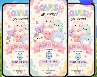 Squishy Dumplings Animated Birthday Invitation, Girly Meme Video Invite (Canva Template)