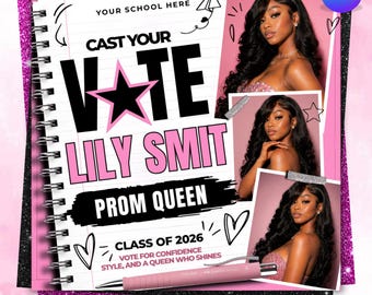 Prom Queen Campaign Flyer, Vote Poster Template for School Election, DIY Text, Instant Download