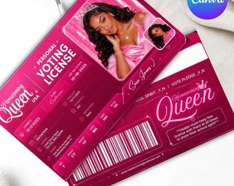 Homecoming Queen License Card Template | Editable HOCO Queen ID Card | Senior Night Prop | Homecoming Campaign Canva Template