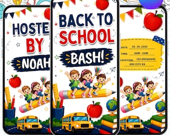 Back to School Bash Invitation Editable Video Invite School Party Invitation Musical Back to School Celebration Student Welcome Event