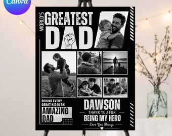 Personalized Dad Photo Collage Canva Template (Digital Download)