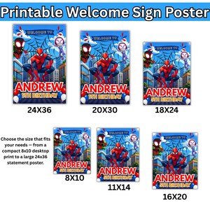 Spidey and Friends Welcome Sign, Superhero Birthday Party Sign, Spiderman Birthday Poster, Boy Birthday Party Decor, Digital Download