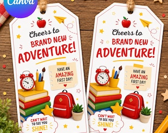 First Day of School Favor Tags Editable Back to School Gift Tags Student Welcome Tags Classroom Name Tags Teacher Gift Template