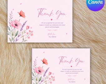 Baby in Bloom Thank You Card, Floral Baby Shower Template (Digital Download)