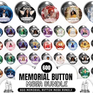 600 Editable Memorial Pin Button Canva Templates (Digital Download)