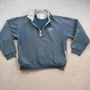 Vintage 90s Hooters Quarter Snap Pullover Fleece Made in USA Sweatshirt Mens L