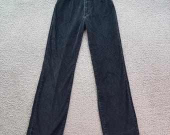 Vintage 80s Lee Womens Black Corduroy Pants 26 Union Tag USA High Rise Bootcut