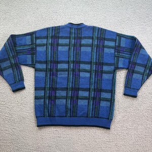 Vintage Pendleton Virgin Wool Blue Plaid Cardigan Sweater Mens L Made in USA image 2
