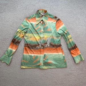 Vintage Two East Desert Cactus Western Button Up Shirt Southwestern Y2K Medium