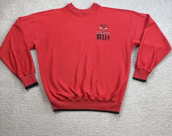 Vintage 90s Chicago Bulls Embroidered Crewneck Sweatshirt Made In USA NBA Jordan