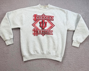 Vintage 90s Indiana Hoosiers Crewneck Sweatshirt USA Made Gray XL College NCAA