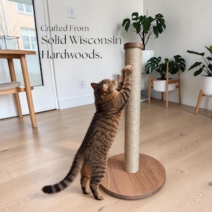 Heavy Solid Wood Cat Scratching Post | Replaceable Sisal Rope | Interchangeable System | Modern Pet Furniture