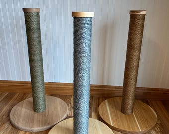Rascador para gatos de madera maciza / Resistente (hasta 6,8 kg) / Funda de sisal de color / Muebles para mascotas