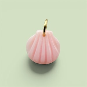 Dije de oro macizo de 14k, dije de concha rosa, joyería veraniega playera.