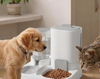 Distributeur d'eau et de nourriture 2 en 1 pour chats et chiens