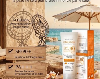 Crème Solaire Haute Protection SPF90+ PA+++ / Soin Hydratant Longue Durée