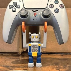 Robo-veralls Controller Stand | Hand-Painted Retro Toy-Robot LIFTS Your Dualsense!