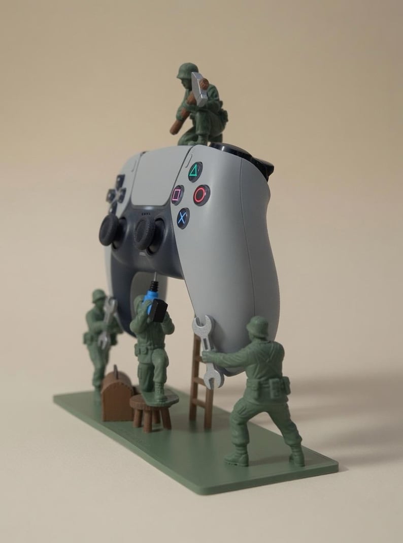 Soporte de exhibición Dualsense / Estación de reparación de soldaditos de juguete / Arte/accesorio para configuración de juegos para mando de PlayStation 5 imagen 3