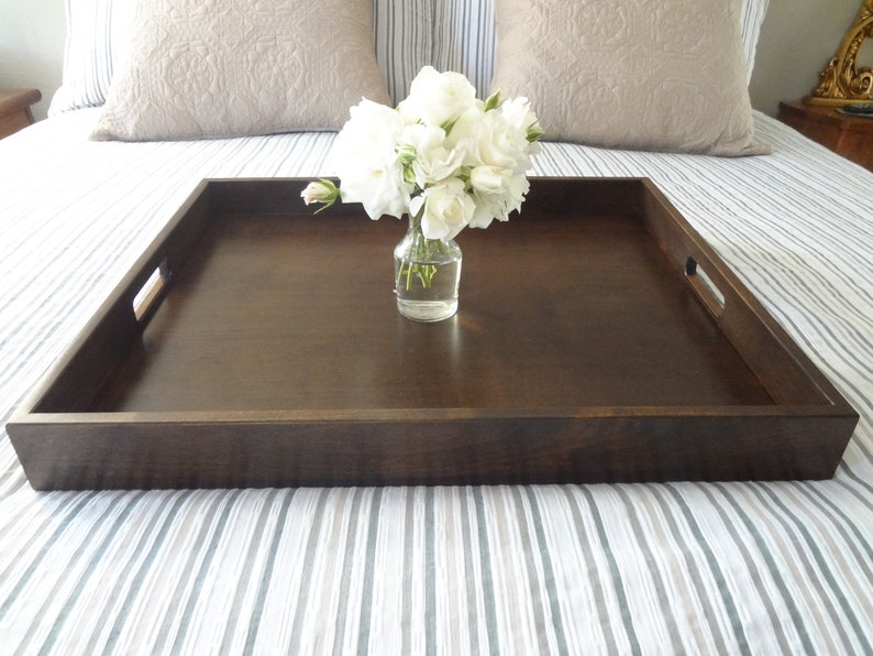 Custom Ottoman/ Serving Tray Made in Alder Wood With Espresso Etsy
