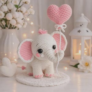 Virkmönster för elefanter, amigurumimönster för söta elefanter i PDF-format, presentidéer för barn, virkmönster för babyplysch, virkade skogsdjursleksaker