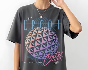 エプコットシャツ、レトロなディズニーワールドTシャツ、ヴィンテージエプコットセンターシャツ、ウォルトディズニーワールドグラフィックTシャツ、ディズニーバケーション衣装