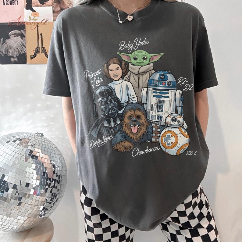 Star wars shirt, baby yoda shirt, star wars tee, mandalorian shirt, star wars character shirt, Grogu shirt, star wars graphic tee, star wars image 2
