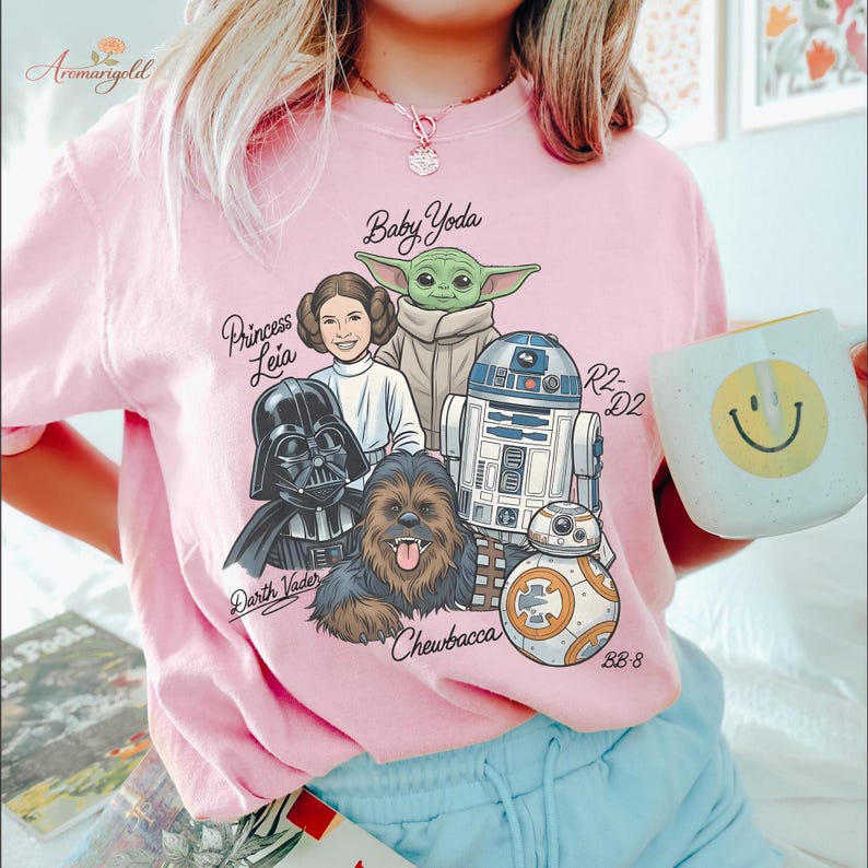 Star wars shirt, baby yoda shirt, star wars tee, mandalorian shirt, star wars character shirt, Grogu shirt, star wars graphic tee, star wars image 4