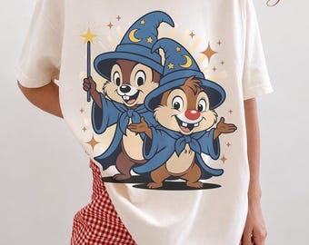 Chip and Dale Wizard Shirt, Disney Magic Kingdom Tee, Cute Chipmunks Disney Shirt, Fantasy Disney Graphic Tee, Magical Vacation Shirt