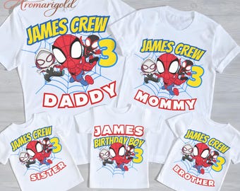 Spider Family Matching Birthday Shirts, Custom Superhero Outfits, Daddy Mommy Kids Shirt