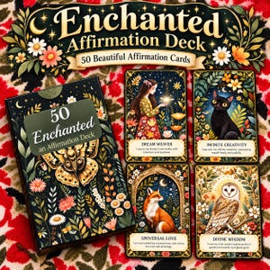 55 Card Oracle Deck | Floral Fantasy Affirmation Cards, Celestial Guidance, Self Love & Mindfulness | Ships from Japan