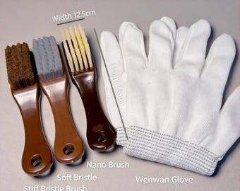 Conjunto de pincéis profissionais para pátina, novinho em folha | Kit de limpeza e polimento de nogueira Wenwan | Conjunto de colecionador com 3 peças