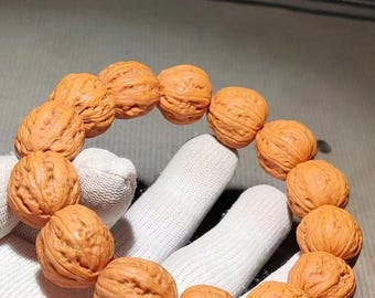 Wenwan Walnuss Walnüsse Grobes, achtseitiges Ameisenmuster-Armband aus 14 Walnüssen sc003