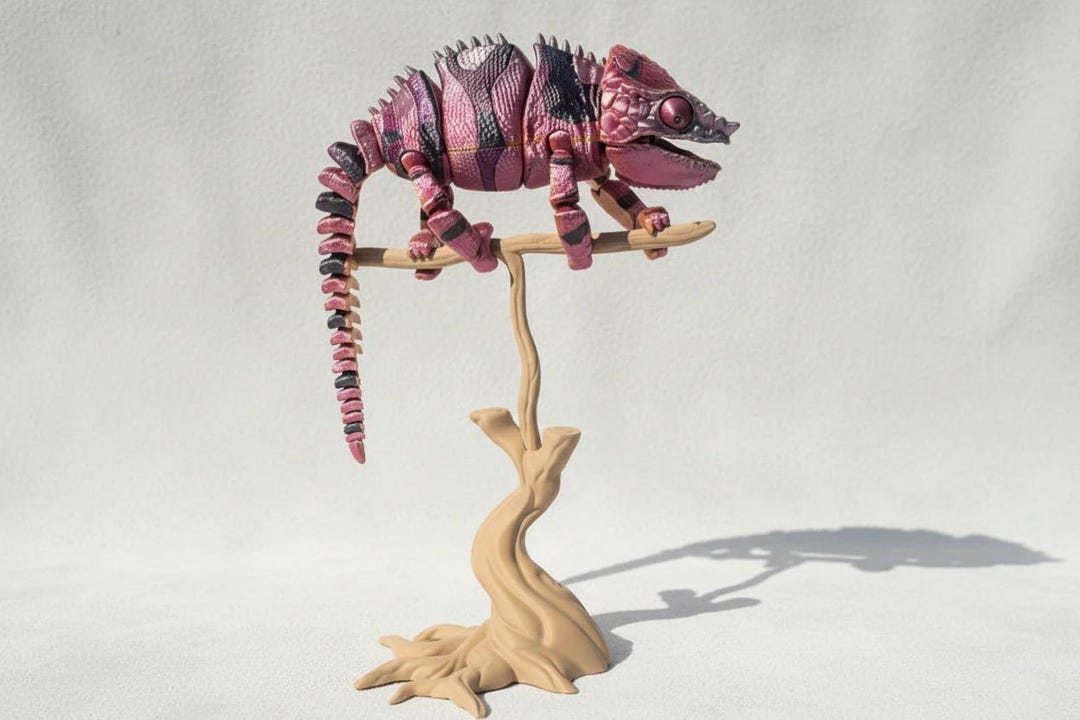 Panther Chameleon Articulated Lizard With Tree Stand - Etsy