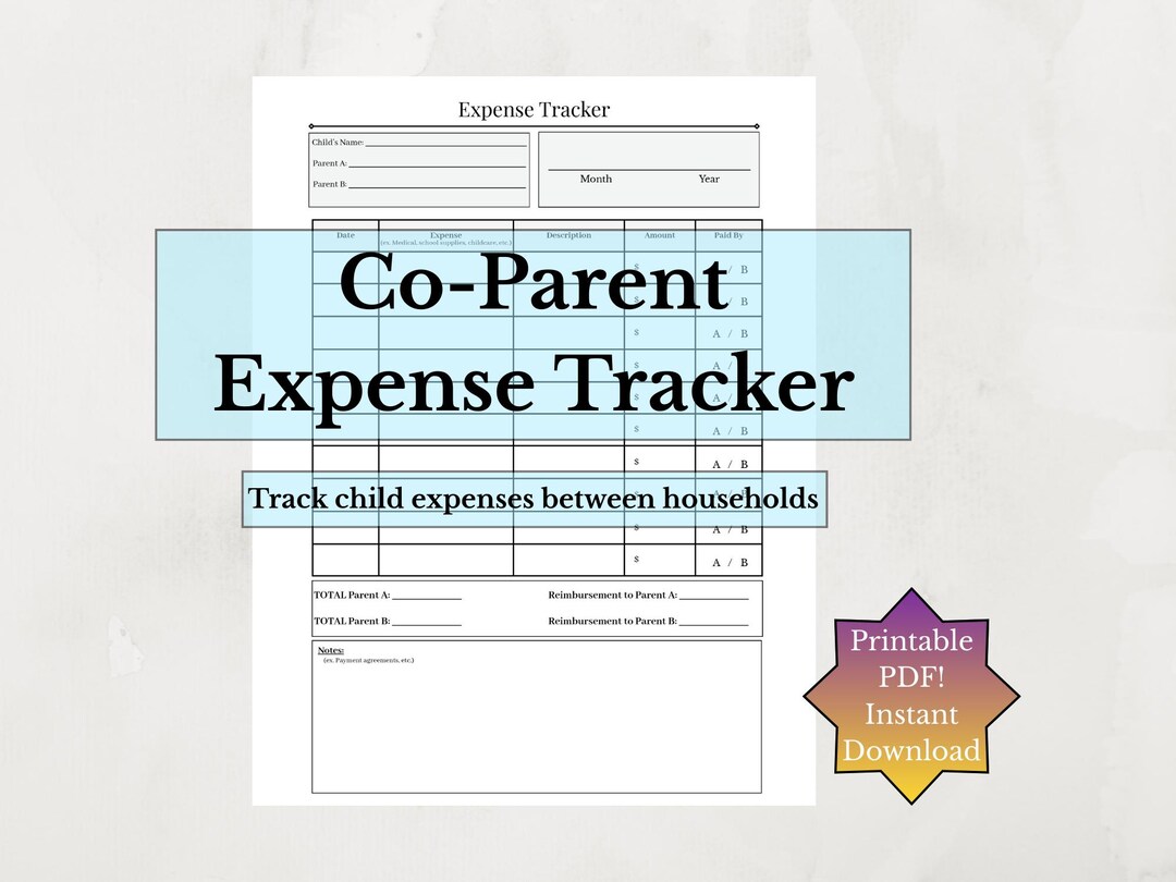 Support Log Co-parent Expense Tracker | Child Support Log (instant Download PDF) - Etsy