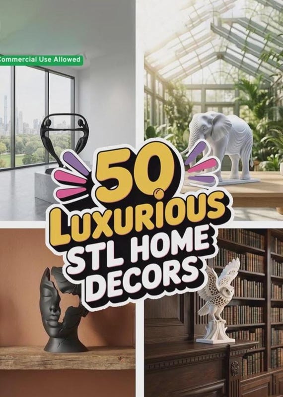50 STL Files Bundle – Home Decor 3D Print Models – Sculpture & Statue Pack – Instant Download for 3D Printers