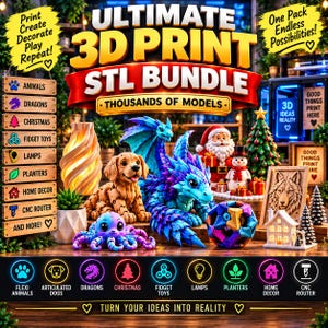 3D Print STL Bundle, Flexi Animals, Articulated Animals, Fidget Toys, Christmas STL & More (Commercial Use Allowed)