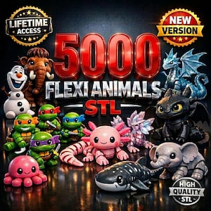 Flexi Mini Animals 5000+ 3D print files + keychains- STL 3MF Bundle (commercial Use)