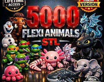 Flexi Mini Animals: más de 5000 archivos para impresión 3D + llaveros - Paquete STL 3MF (uso comercial)