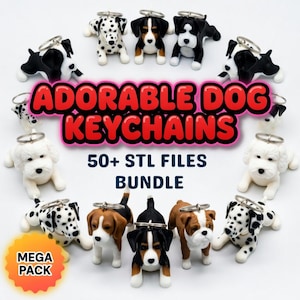 Cute 3D Printed Dog Keychain – Backpack Keychain – Dog Lover Gift – Puppy Keyring – Bag Charm