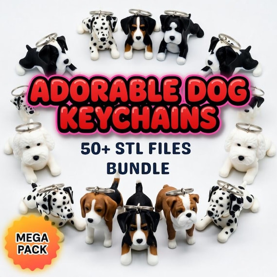 Cute 3D Printed Dog Keychain – Backpack Keychain – Dog Lover Gift – Puppy Keyring – Bag Charm