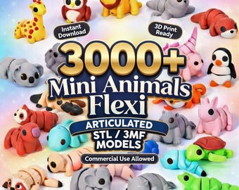 Paquete Flexi Animals STL +3000 modelos articulados para impresión 3D | STL y 3MF / Se permite el uso comercial