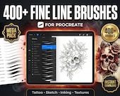 400+ Fine Line Brushes Procreate, Tattoo Brush Pack, Line Art Brushes, Inking Tools, Liner Brushes, Tattoo Design Kit, Procreate Set