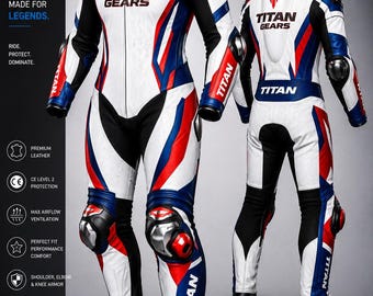 Fully Customizable MotoGP Style Titan Gears Women Mixed Colour Custom One-Piece Motorcycle Racing Suit | Premium Leather Track Suit |