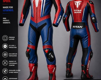 Spiderman Titan Gears Custom Cosplay Motorcycle Racing Suit | Premium Leather Track Suit | Customizable MotoGP Style Suit