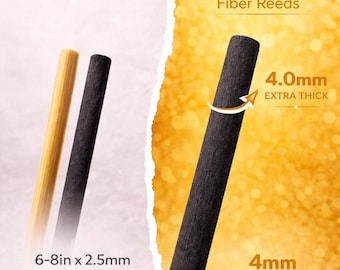 Black Fiber Diffuser Reeds, 4mm Extra Thick Sticks for Fragrance Diffusion