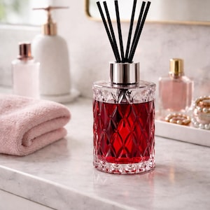 Sugar Flame Reed Diffuser, Warm Sweet Home Fragrance, Decorative Glass Bottle