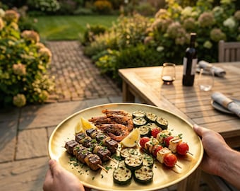 Korean Stainless Steel BBQ Plate: Gold/Silver Round Serving Dish (18-30cm)