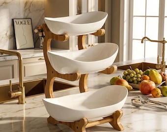 3 Tier Fruit Stand Tray Modern Dish Plastic Dessert Display Salad Bowl Kitchen Organizer