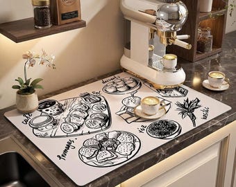 Waterproof Coffee Machine Mat, Quick Dry Non Slip Faucet Drain Pad